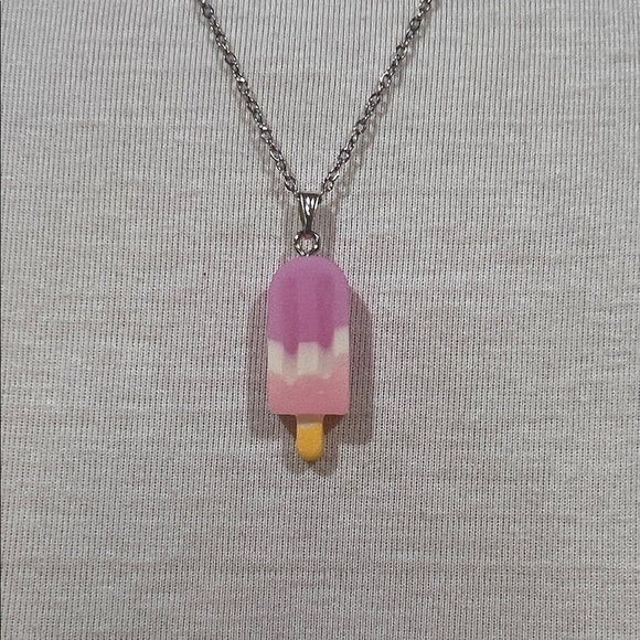 Pink and Purple Popsicle Pendant Necklace - Picture 4 of 5